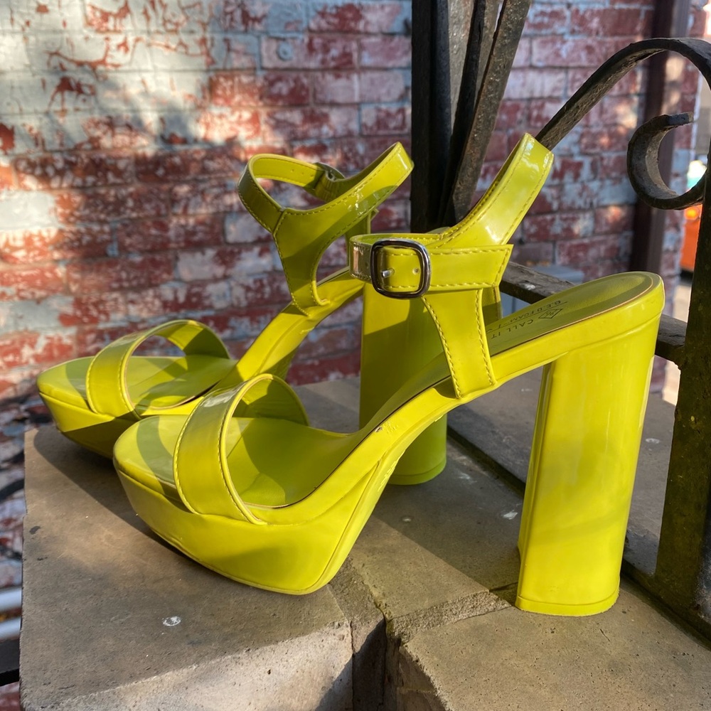 Neon Yellow Platform Heels